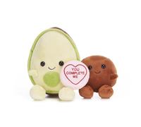 Posh Paws 38029 20cm Swizzels Love Hearts “You Complete Me” Avocado and Stone Plush Soft Toy Pair, Green