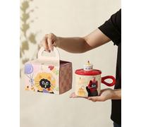 380ML Cute Cake Cat Ceramic Mug, Comes with Gift-Ready - Perfect for Birthdays & Daily Sips (Red)