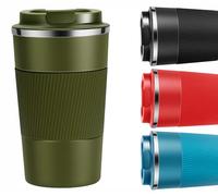 380ml Insulated Coffee Cup with Leakproof Lid Reusable Leakproof Double Wall Travel Mug Stainless Steel Office Mug for Hot Coffee Tea and Cold Drinks-Green