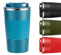 380ml Insulated Coffee Cup with Leakproof Lid Reusable Leakproof Double Wall Travel Mug Stainless Steel Office Mug for Hot Coffee Tea and Cold Drinks-Blue