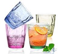 380ml Plastic Tumblers, Large Capacity Water Cups Acrylic Drinking Glasses Tumblers, 13 Oz Unbreakable Picnic Drinkware, Stackable Glassware Cocktail Glasses for Beach Party Beer, Tea, Juice, 4 Pcs