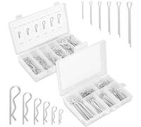 380Pcs Cotter Pins and R Clips Assortment Kit Iron Split Pins Set R Type Retaining Spring Split Cotter Pin Locking Fastener Clips for Trucks, Cars, Campers, Lawn and Garden Equipment