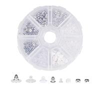 380PCS Earring Back 8 Mixed Earring Plugs Round Earring Supplies Set Earring Buckle Cushion with Sorted Storage Box Plastic Rubber Earring Back Safety Back Earplugs Earrings