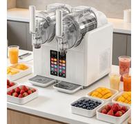 380W Double Tank Slushy Frozen Drink Maker,with Touch screen Display & 7 Modes,soft-serve in 30-45 minutes,Home & Commercial Use