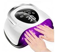 380W UV Nail Lamp, Dual Beads Nail Lamp for Gel Polish, Professional UV Lamp with Automatic Sensor, LCD Display & 4 Timer Setting for Home and Nail Salon