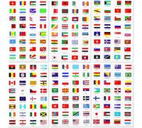 384 PCS World Flag Stickers - Waterproof PVC International Country Stickers for 192 Countries - Travel Mini Flags for School Planner, Scrapbook, Journal