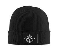 385 Beanie Hat Captain with A Boat Anchor Adult Sleep Cap Stretchable Men's Knit Slouchy Cap Warm Winter Hats, for Headwear, Hiking, 56-62cm