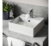 385 x 385mm Cloakroom Square Counter Top Basin Sink Nes Home White One Size
