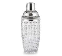 385ml Cocktail Shaker Woven Texture Glass+Stainless Steel Lid Cocktail Shaker Cup (BPA Free, No FDA Silver