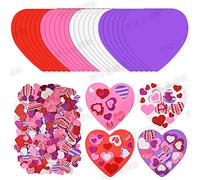 386 Pcs Valentine's Foam Heart Stickers Kit Includes 370 Pcs Glitter Self-Adhesive Heart Foam Stickers and 16 Pcs Colorful Large Foam Hearts for Valentine's Day Wedding DIY Craft Supplies