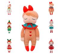 38cm Christmas Gingerbread Man Plush Elf Toys,Brown Christmas Stuffed Gingerbread Man Plush Pillow Toys Squishy Cotton Plushies Doll,Elf Girl Soft Body Toy Gift Kids Birthday Xmas Home Decorations