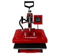 Heat Press Digital Transfer Machine Sublimation Printer 38 x 38cm Flat Swing Touchscreen Display Adjustable Pressure Ink Vinyl 250C DIY Professional T-shirt Charity Business 10 Sublimation Sheets Red