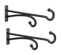 38cm Plant Hanger Hook Outdoor Indoor - Planter Hooks for Hanging Plants, Plant Wall Hooks, Brackets for Hanging Plants, Baskets, Wind Chimes, Bird Feeders, Lanterns, Bird Houses (Black, Metal, 2Pack)