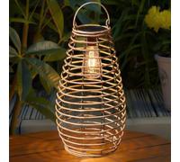38CM Solar Garden Lantern LED Rattan Effect Outdoor Hanging Table Lamp | Large Solar Lantern, LED Garden Light, Outdoor Lamp, Hanging Light, Table Light, Warm White Glow, Weather Resistant