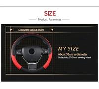 38cm Steering Wheel Cover PU Leather Anti Slip Steer Wheel Protector Breathable Fiber Braid Universal Steering Cover Car Steering Wheel Dust Protector(Black)