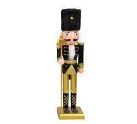 38cm Wooden Black Gold Nutcracker Soldier Christmas Decorations,Large Christmas Nutcracker Figures Ornaments,Nutcracker Gifts Nutcracker Soldiers Puppet Doll for Tradition Xmas Present Indoor Decor