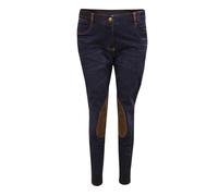 (38in, Blue Denim) Dublin Womens/Ladies Shona Suede Knee Patch Denim Breeches