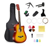 38inch Wood Acoustic Guitar, 6 Steel-String Acoustic Guitar With Guitar Bag, Elementary Tutorial of Folk Guitar for Beginners and Adults. (Orange)