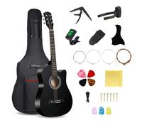 38inch Wood Acoustic Guitar, 6 Steel-String Acoustic Guitar With Guitar Bag, Elementary Tutorial of Folk Guitar for Beginners and Adults. (Black)