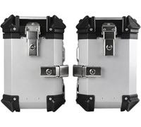 38L Motorcycle Aluminum Side Box, 1 Pair Silver Universal Panniers, Quick Release Waterproof Shockproof Saddle Side Storage Luggage for Motorcycle with Rear Luggage Rack