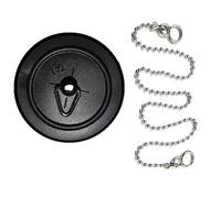 38mm 1.1/2 inch Black Rubber Bath Basin Shower Sink Stopper with 450mm 18/inch Chrome Finish Ball Chain with S-Hook (38mm Black Plug & 450mm Ball Chain)