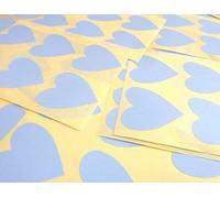 38mm (1.5") Heart Shape Colour Code Stickers - Packs of 72 Large Coloured Hearts Sticky Labels for Craft, Card-Making & Decoration - 33 Colours Available (Pale Blue)