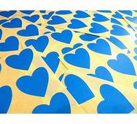 38mm (1.5") Heart Shape Colour Code Stickers - Packs of 72 Large Coloured Hearts Sticky Labels for Craft, Card-Making & Decoration - 33 Colours Available (Mid Blue)