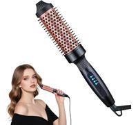 38mm 3 in 1 Negative Ion Hot Brush - Double Voltage Heated Round Styling Brush with 200°C, Volumizing Curling Ceramic Tourmaline Travel Tool