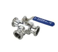 38mm 51mm 1.5" 2" SMS Connection End SUS 304 Stainless Steel Sanitary T L Port Tee 3 Ways Ball Valve Home Brew Beer(L-Port,38mm)