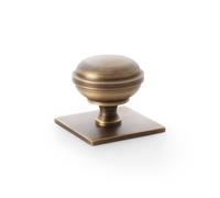 Handle & Home 38mm Antique Brass Knob w/Backplate - Premium Cabinet Knob for Kitchen, Bedroom & Furniture