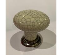 38mm Cream Crackle Design Round Ceramic Door Knobs with Pewter Base Plate, Vintage, Shabby Chic, Interior Furniture, Cabinet Wardrobe Cupboard Drawers Pulls Handles (1)