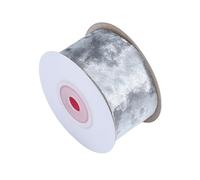 38mm Dusty Rose Velvet Ribbon, 10M Stitched Wire-Edged Ribbon, Double Sided Solid Colors Velvet Ribbon for Bows and Christmas Wreaths Project (Silver)