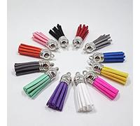 38mm Leather Tassels Fringe Straps Silver Hat Tassel Handmade DIY Pendant Keychain Cellphone Jewelry Decoration Accessories-20pcs 38mm,Mixed Colors
