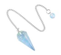 38mm Polished Hexagon Point Crystal Pendulum Pendant with Chain for Meditation and Energy Work(Opalite)