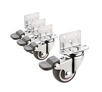 38mm Swivel Castors with L Shape Mounting Plate Furniture Fixing Screws Quiet TPE Rubber Casters for Flower Stands, Cots, Coffee Tables, Trolleys, up to 65kg (4 Pack)