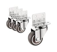 38mm Swivel Castors with L Shape Mounting Plate Furniture Fixing Screws Quiet TPE Rubber Casters for Flower Stands, Cots, Coffee Tables, Trolleys, up to 65kg (4 Pack)