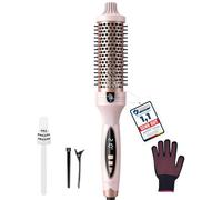 38mm Thermal Brush BRSTOPE PRO, Ionic Blowout Brush, 9 Temps Settings, Heated Hot Round Brush for Hair Straightening and Curling 2 in 1, Pink