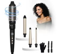 38mm Thermal Brush, UKLISS 4 in 1 Hot Hair Brush Set for Short & Long Hair, 9/13-25/32mm Curling Iron, 14 Temps LCD Display (210-450℉), 4 Interchangeable Barrels to Create Curls & Add Volume for Hair
