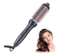 38mm Thermal Hot Brush 3 in 1 Negative Ion, Double Voltage Heated Round with 200°C, Volumizing Curling Ceramic Tourmaline for Travel (Black)