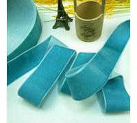 38mm Velvet Ribbon Single Face Wedding Party Decoration Handmade Ribbon Wrapping Hair Bowknot DIY Christmas Inelastic-Lake blue-38mm x 5yards