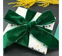 38mm Velvet Ribbon Single Face Wedding Party Decoration Handmade Ribbon Wrapping Hair Bowknot DIY Christmas Inelastic-DarkK Green-38mm x 5yards