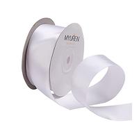 38mm Wide Double Faced White Polyester Satin Ribbon for Crafts, Wedding, Gift Wrapping, Bow Making,Party Decoration, Christmas Tree Deco (22.5 Meters)
