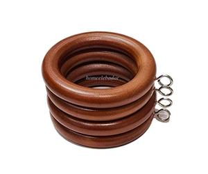 38mm Wooden Curtain Hanging Ring Hooks with Eyes Natural Oak Drapery Curtain Rings Rod Hanging Sliding Eyelet for 35mm Poles Pack of 24.
