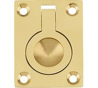 38mm x 50mm Flush Ring Pull Handle Polished Brass