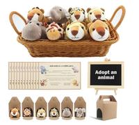 38pc Adopt an Animals Party Favors,Mini Safari Stuffed Animals Adopt A Pet Set,with Boxes Mini Chalkboard Include Stuffed for Animals Supplies Birthday Gifts Party