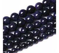38PCS 10mm Blue Sandstone Gemstone Beads, Natural Round Loose for Jewelry Making, DIY Bracelet Necklace 15"