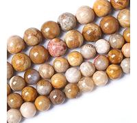 38pcs 10mm Natural Coral Jade Chrysanthemum Stone Beads Round Loose Beads for Jewelry Making,DIY Bracelet Necklace