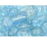 38pcs 8mm x 11mm Blue Oval Crackle Glass Beads