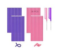 38Pcs Bendable Hair Curlers with Steel Pintail Comb - Foam Twist Rollers for Heatless Curls on All Hair Lengths