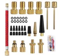 38Pcs Bike Valve Pump Adaptor Set, Pure Copper Bicycle Valve Adapter DV/AV/SV, Bicycle Air Pump Inflation Needle Nozzle Kit for Converter Set for Balls/Bikes